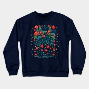 FLOWER BURST Floral Botanical Still Life Flowers in Teal and Coral Orange - UnBlink Studio by Jackie Tahara Crewneck Sweatshirt